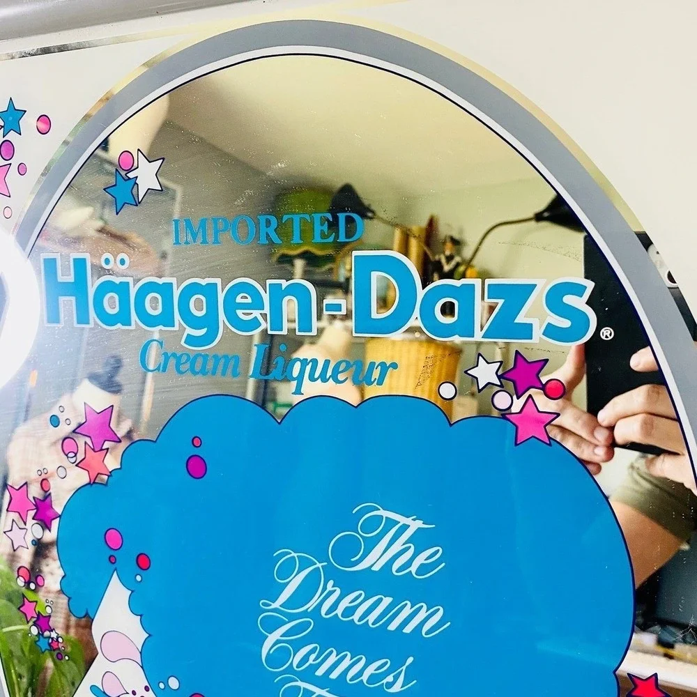Vintage Haagen-Dazs Cream Liqueur Advertising‎ Mirror, Peter Max Style Bar Decor